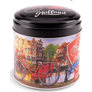 Stroopwafel blik fiets op brug typisch Hollands