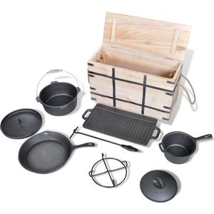vidaXL 9-delige Braadpannenset - Alles-in-één set voor barbecueën en picknicken