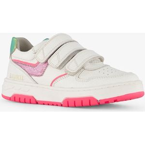Braqeez leren meisjes sneakers wit roze - Maat 28