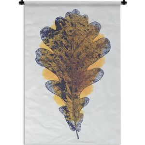 Wandkleed Aquarel Planten - Aquarel illustratie eikenblad Wandkleed katoen 120x180 cm - Wandtapijt met foto XXL / Groot formaat!