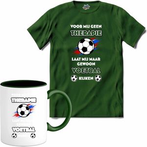 Oranje voetbal leeuw - WK en EK voetbal kampioenschap - koningsdag en Koninginnedag feest kleding - T-Shirt met mok - Heren - Bottle Groen - Maat S