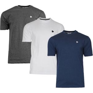 3-Pack Donnay T-Shirt (599008) - Sportshirt - Heren - Charcoal marl/White/Navy - maat XL