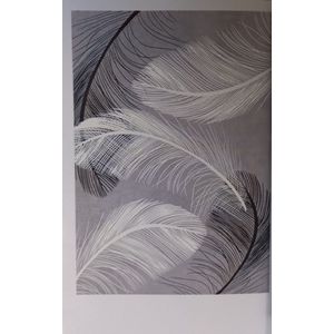 vloerkleed - veren patroon - zwart- wit - grijs - 160 x 230