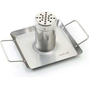 Grill-accessoires, kip schaal met staande houder en afdruiprek, zilverkleurigBARBECOOK Poultry Roaster