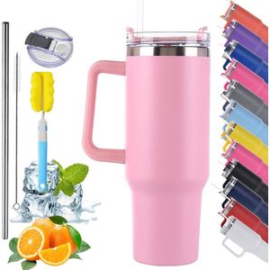 Thermosbeker isolatiebeker met rietje handvat koffiebeker - 6 stuks