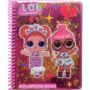 L.O.L. Surprise! - ringmap kleurboek - 25 kleurplaten - Roze metallic cover met gouden sterren sequins - knutselen - tekenen