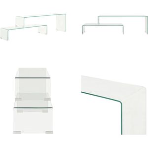 vidaXL 2-delige salontafelset 90x30x20/110x30x40 cm gehard glas - Salontafel - Salontafels - Woonkamertafel - Woonkamertafels