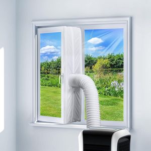 airconditioning zord Raamkit voor airconditioning, 500 cm, raamafdichting voor airconditioning, waterdicht met dubbele ritssluiting, bevestigingsbanden, krachtige kleefkraan, pak voor draagbare airconditioner [Energieklasse A]