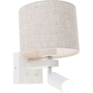 QAZQA brescia combi - Moderne Wandlamp voor binnen - 1 lichts - D 22 cm - Grijs - Woonkamer | Slaapkamer | Keuken