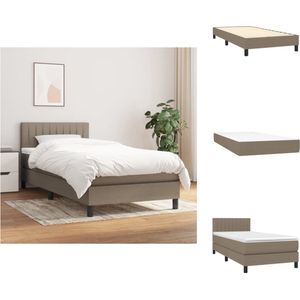 vidaXL Boxspringbed Multiplex - 193x90x78/88 cm - Taupe - Pocketvering matras - Middelharde ondersteuning - Huidvriendelijk topmatras - Bed