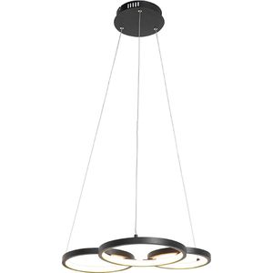 QAZQA rondas - Moderne Dimbare LED Hanglamp met Dimmer - 1 lichts - L 520 mm - Zwart - Woonkamer | Slaapkamer | Keuken