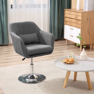 Werkstoel Swivel stoel Bure stoel Hoogte Verstelbaar linnen-achtige polyester staal donkergrijs 57 x 57 x 77,5-87 cm