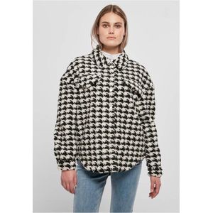 Urban Classics - AOP Sherpa Overshirt Blouse - XXL - Zwart/Wit