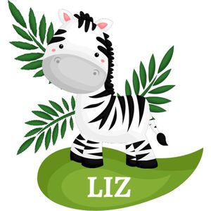 Raamsticker geboorte met zebra en naam - Raamsticker - Geboorte - Jungle - Dieren - Zebra - Gepersonaliseerde naam