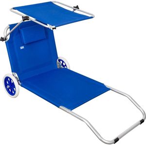 Strandstoel met wieltjes en parasol - Blauw, 67 x 117 x 89 cm, Max. 110 kg beach sling chair