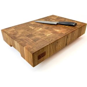 Blocks & Boards - Butcher Block VD8 - Kopshouten Hakblok - Handgemaakt in Nederland van 100% massief Eiken - Afm. 49x33x8cm