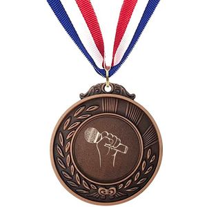 Akyol - microfoon medaille bronskleuring - Zanger/zangeres - zangers - leuk kado voor iemand die van zingen houd