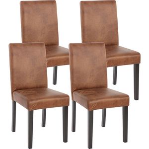 Set van 4 eetkamerstoelen Keukenstoel Littau ~ textiel, imitatiesuède, donkere poten