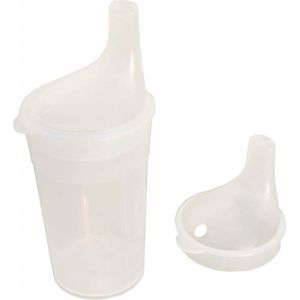 Beker Adhome met 2 lange rechte tuitjes: 250 ml wit-transparant - tuitjes met kleine/grote opening