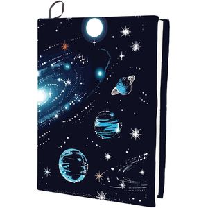 CRASPIRE Planet Stretchy Book Cover Black Celestial Cosmic Sky Washable Reusable Large Nylon Book Cover Book Protector Elastic Notebook Wraps for 9x11 inch Hardcover Books Textbook Gift