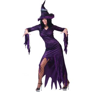 Heks & Spider Lady & Voodoo & Duistere Religie Kostuum | Purpuralla Toverspreuk Heks | Vrouw | Maat 44-46 | Halloween | Verkleedkleding