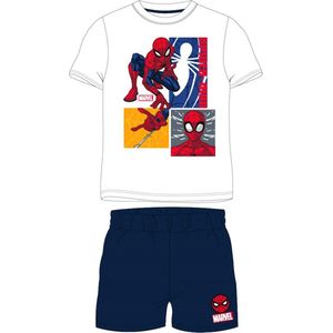 Marvel Spiderman 2-delige Katoenen pyjamaset-Wit/Blauw-Maat 128