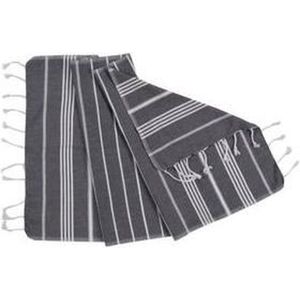 Kleine Hamamdoek Leyla Black - 100x50cm - dunne katoenen handdoek - sneldrogende saunahanddoek (niet geschikt als lendendoek)