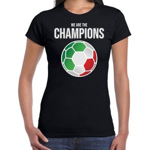 Italie EK/ WK supporter t-shirt we are the champions met Italiaanse voetbal zwart dames XS