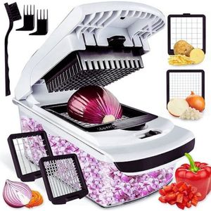 2-In-1 Groentesnijder & Dicer – Handmatige Voedsel Chopper Voor Ui, Salade & Meer – Wit