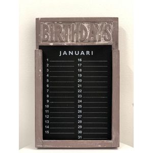 Houten verjaardag kalender taupe 28 cm verjaardagskalender