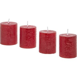 Set van 4 rode cilindervormige kaarsen H5