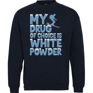 Sweater White Powder | Apres Ski Verkleedkleren | Fout Skipak | Apres Ski Outfit | Navy | maat 4XL