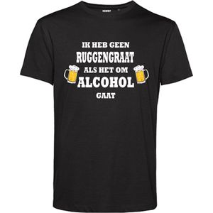 T-shirt Ik heb geen Ruggengraat als het om Alcohol gaat | Oktoberfest dames heren | Carnavalskleding heren dames | Foute party | Zwart | maat 5XL