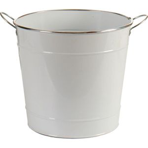 Ibergarden Bloempot 29 X 27 X 37 Cm Staal Zilver/wit