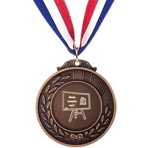 Akyol - beste meester ooit medaille bronskleuring - Meester - cadeaupakket meester - einde schooljaar - afscheid - leuk cadeau voor je meester om te geven