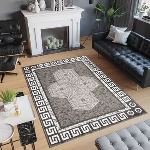 Tapiso Atena Vloerkleed Grijs Wit Oriental Woonkamer Tapijt Maat- 140x200