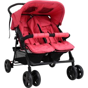 The Living Store Wandelwagen Comfort - Rood - 80 x 96 x 104 cm - Staal en linnen