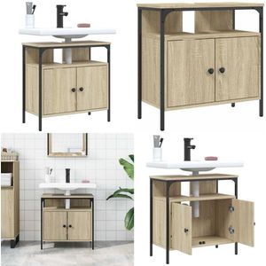 vidaXL Wastafelkast 60x30x60 cm bewerkt hout sonoma eikenkleurig - Badkamer Wastafelkast - Badkamer Wastafelkasten - Wastafelkast - Badkamer Wastafel Kast