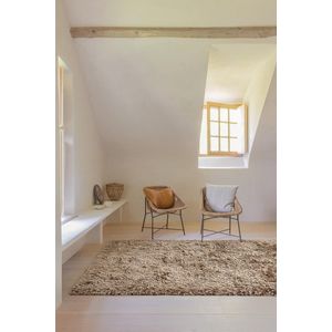 LIGNE PURE Adore – Vloerkleed – Tapijt – handgeweven – polyester – modern – hoogpolig - beige - 60 x 120 cm