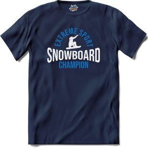 Snowboard Champion | Snowboarden - Bier - Winter sport - T-Shirt - Unisex - Navy Blue - Maat S