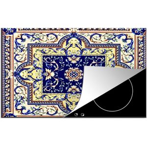 KitchenYeah® Inductie beschermer 77x51 cm - Perzisch Tapijt - Vloerkleed - Patronen - Blauw - Kookplaataccessoires - Afdekplaat voor kookplaat - Inductiebeschermer - Inductiemat - Inductieplaat mat