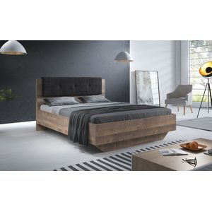 Tweepersoonsbed Acasia - Grijs - Eiken - 160x200 cm