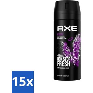 Axe - Deodorant Bodyspray - 48hrs Fresh - Excite - Crisp Coconut & Black Pepper - 150 ml - Bulkverpakking - 15 stuks