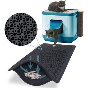 Kattenbakmat, kattenbakmat, kattenbakmat, waterdichte dubbellaagse ontwerpmat, 100% EVA van kattenbakken en accessoires (38-61 cm, zwart)