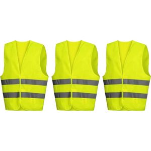 Doodadeals® - 3x Veiligheidshesje XXL voor Volwassenen – Veiligheidsvest – Auto – Gele Hesjes – Extra groot
