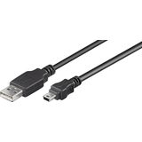 USB Mini B naar USB-A kabel - USB2.0 - tot 2A / zwart - 3 meter