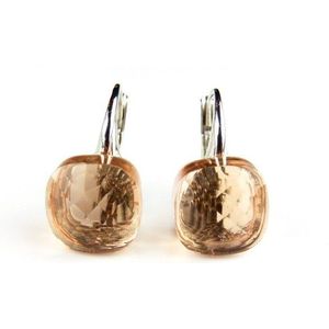 Zilveren oorringen oorbellen model pomellato beige roze steen