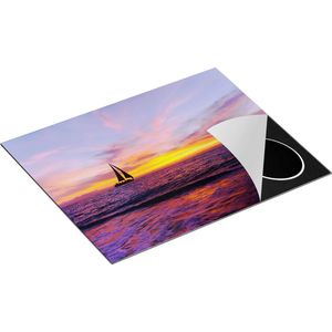 Chefcare Inductie Beschermer Zeilboot Silhouet bij Zonsondergang - 65x52 cm - Afdekplaat Inductie - Kookplaat Beschermer - Inductie Mat