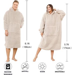 Unisex oversized draagbare deken hoodie voor vrouwen mannen