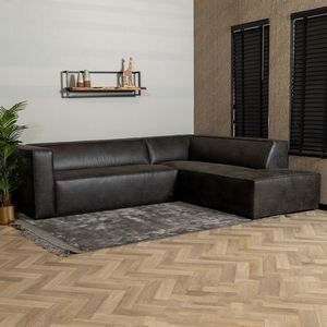 Bronx71® Industriële hoekbank Memphis eco-leer antraciet rechts